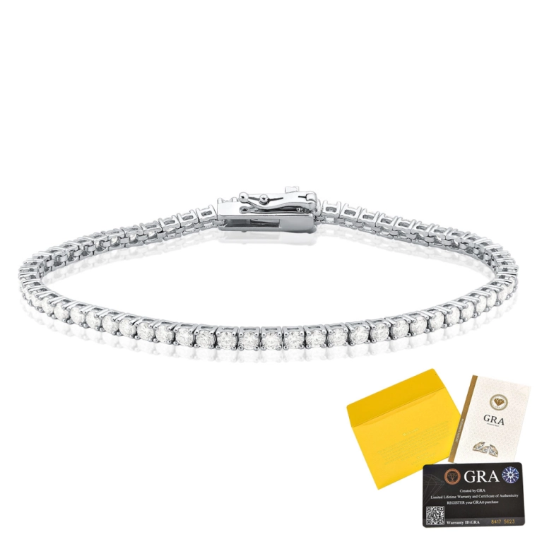 Pulseira Riviera Moissanite Com Certificado Gra 1,79ct em Prata 925 Produto Pulseira Riviera Moissanite Com Certificado Gra 1,79ct em Prata 925