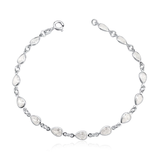 Produto Pulseira feminina com zircônias - Formato de gotas prata 925
