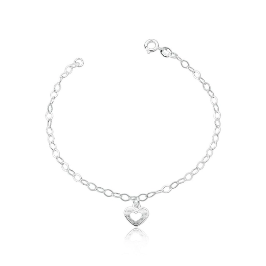 Pulseira de Prata 925 Feminina Coraçao Vazado Detalhado Produto Pulseira de Prata 925 Feminina Coraçao Vazado Detalhado