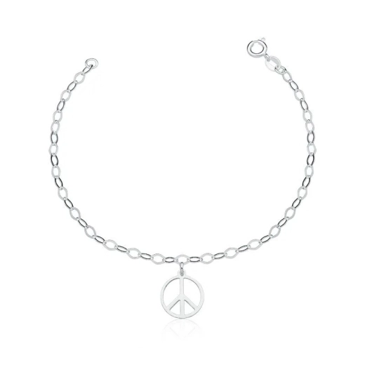 Produto Pulseira feminina de Prata 925 Símbolo da Paz