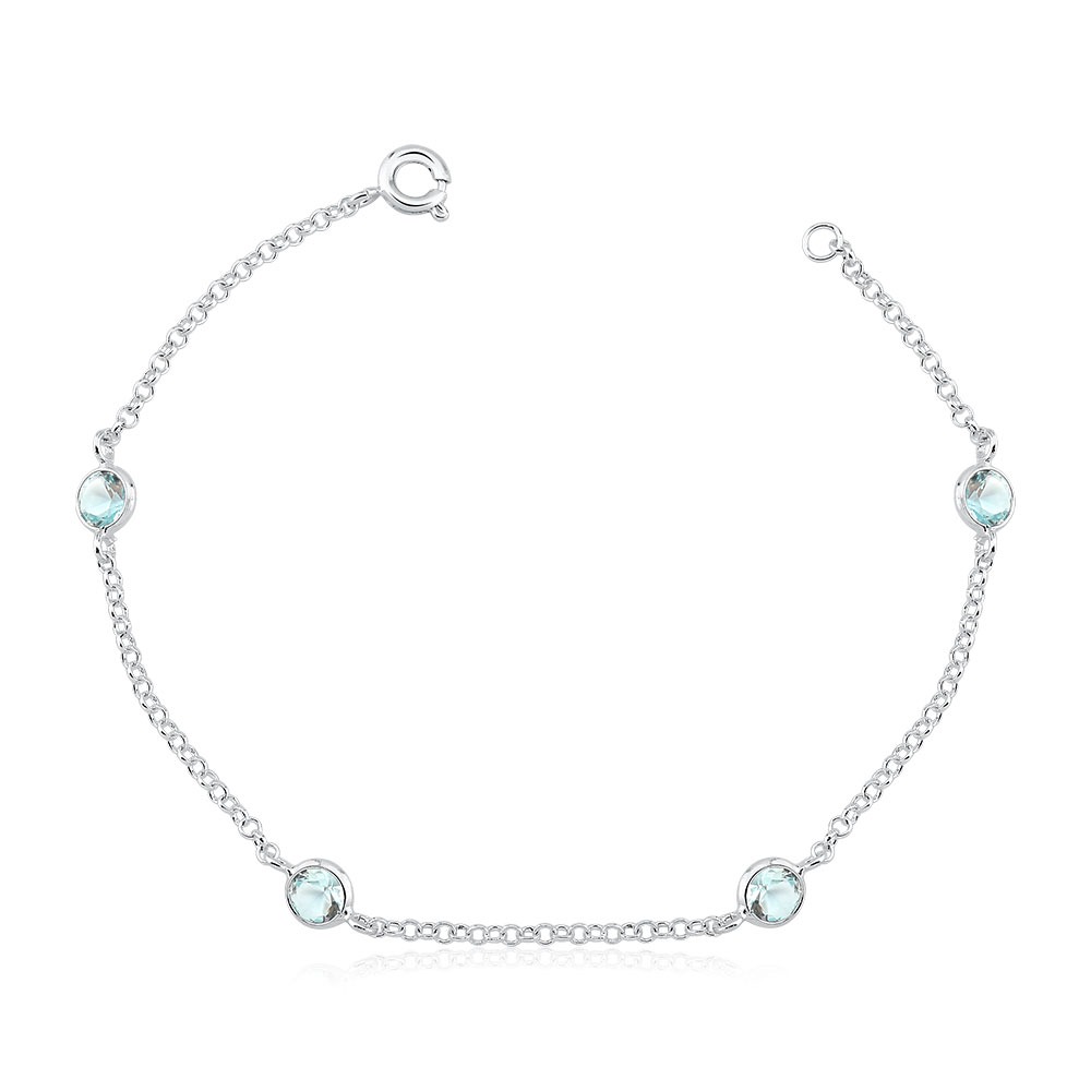 Produto Pulseira Feminina de Prata 925 Zircônia Redonda