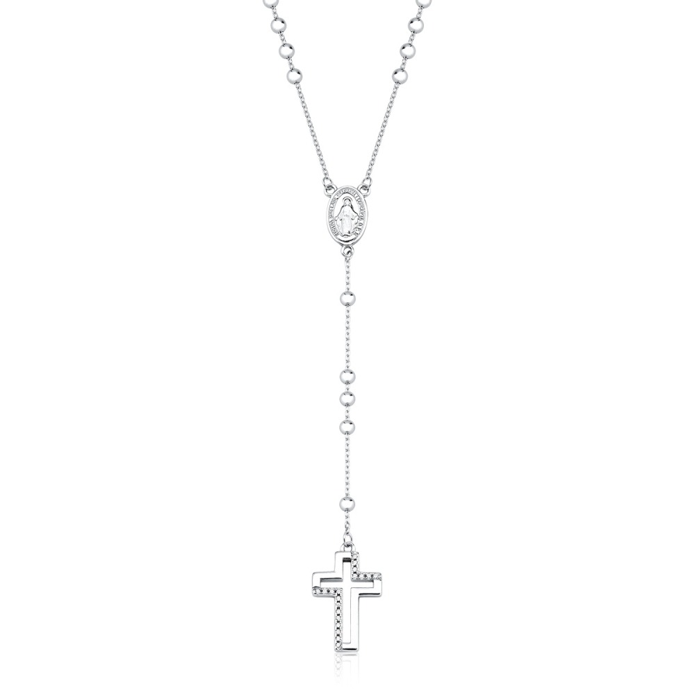 Produto Terço de Prata 925 Nossa Senhora Aparecida com Cruz