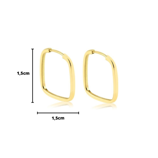 Argola de ouro 18k quadrada média 1,5 cm Produto Argola de ouro 18k quadrada média 1,5 cm