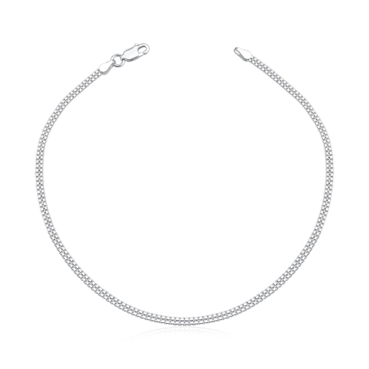 Produto Tornozeleira Feminina Veneziana Dupla prata 925