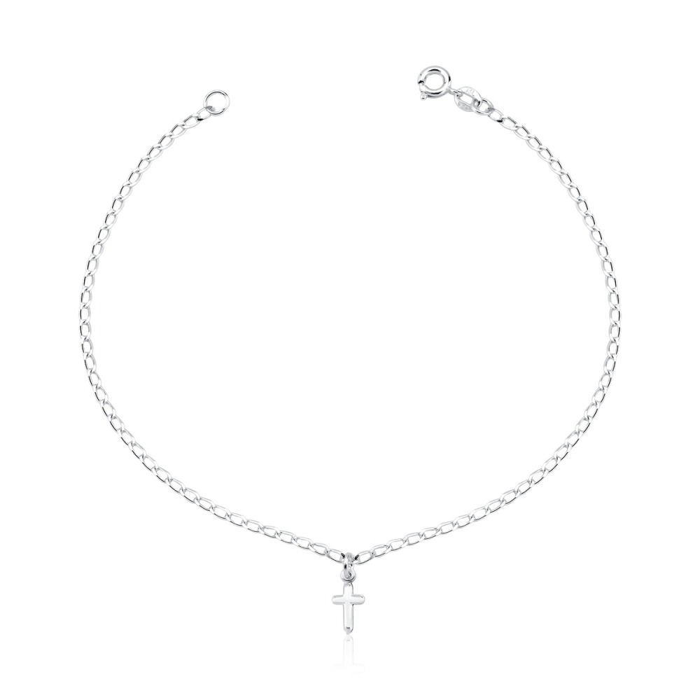 Tornozeleira Feminina de Prata 925 Cruz pendente Produto Tornozeleira Feminina de Prata 925 Cruz pendente