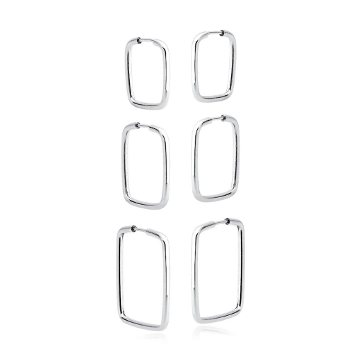 Kit Trio Argolas Quadrado Prata 925 18mm/16mm/14mm Produto Kit Trio Argolas Quadrado Prata 925 18mm/16mm/14mm