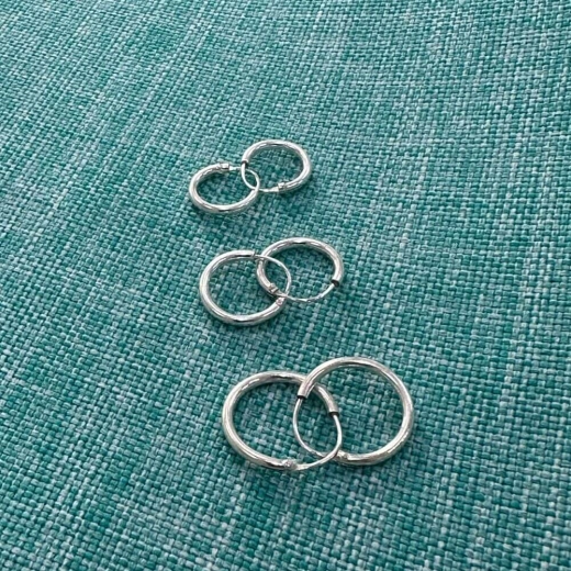 Kit trio argolas redondas prata 925 10mm/12mm/14mm Produto Kit trio argolas redondas prata 925 10mm/12mm/14mm