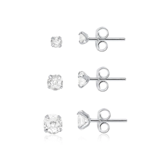 Produto Trio de Brincos Redondo - Prata 925