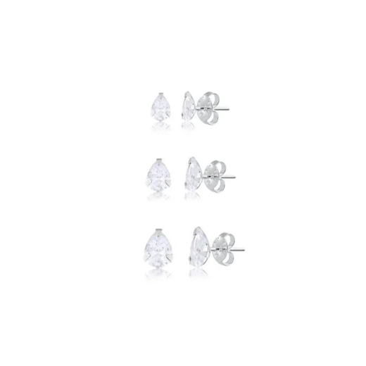Produto Kit trio de brincos gota prata 925