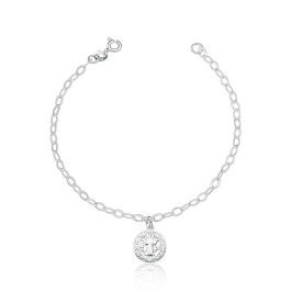 Produto - Pulseira prata 925 medalhinha de são bento pequena 8mm