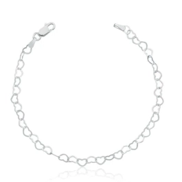 Produto - Tornozeleira Feminina em Prata 925 Corações