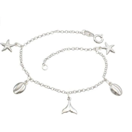 Produto - Tornozeleira prata 925 elementos do mar