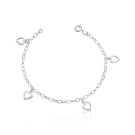 Produto - Tornozeleira prata corações vazados