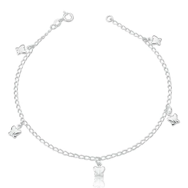 Produto - Tornozeleira borboletas prata 925