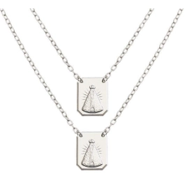 Produto - Escapulario Nossa Senhora placa média chanfrada prata 925