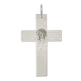 Produto - Pingente cruz oração Pai Nosso e face de Cristo prata 925