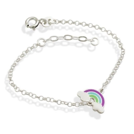 Produto - Pulseira Infantil de Prata 925 Arco-íris colorido