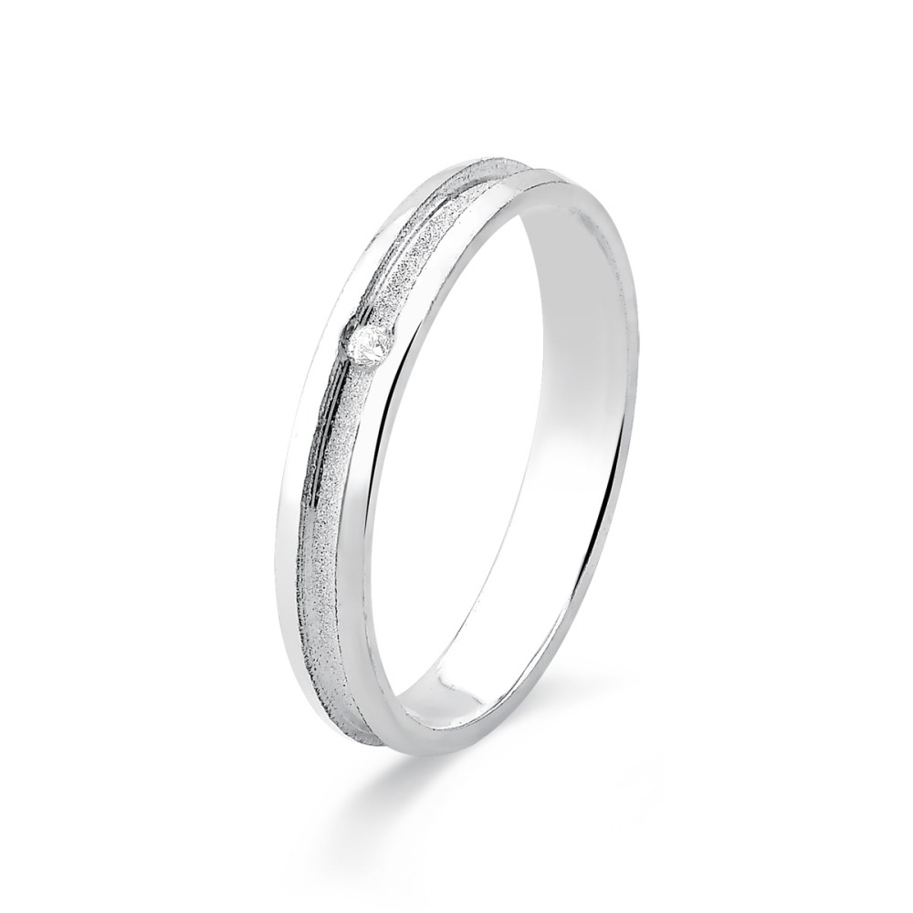 Produto - Aliança de Prata 925 Diamantado no meio 3mm com Zircônia
