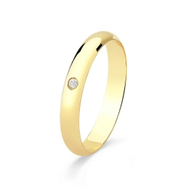Produto - Aliança de Casamento em Ouro 18k Anatômica 3mm com Diamante 1,5pt