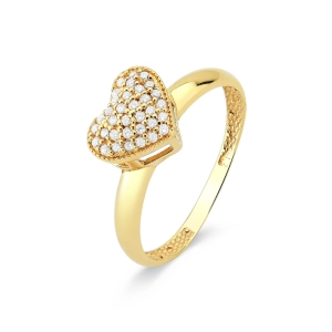 Anel Chuveirinho de Ouro 18k Feminino em formato de Coração Produto - Anel Chuveirinho de Ouro 18k Feminino em formato de Coração