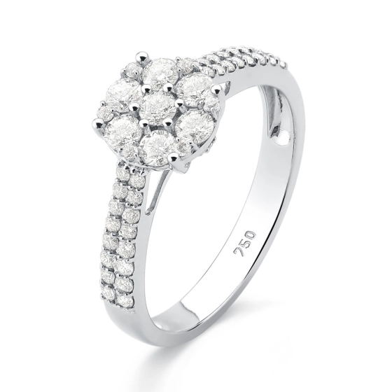 Produto - Anel de Noivado em Ouro Branco 18K com Diamantes Naturais 0,84ct