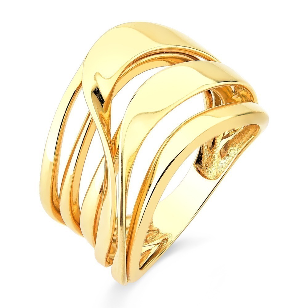 Anel de Ouro 18k Ondas Entrelaçadas Produto - Anel de Ouro 18k Ondas Entrelaçadas