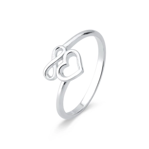 Anel de Prata 925 Coração e Infinito Vazados Produto - Anel de Prata 925 Coração e Infinito Vazados