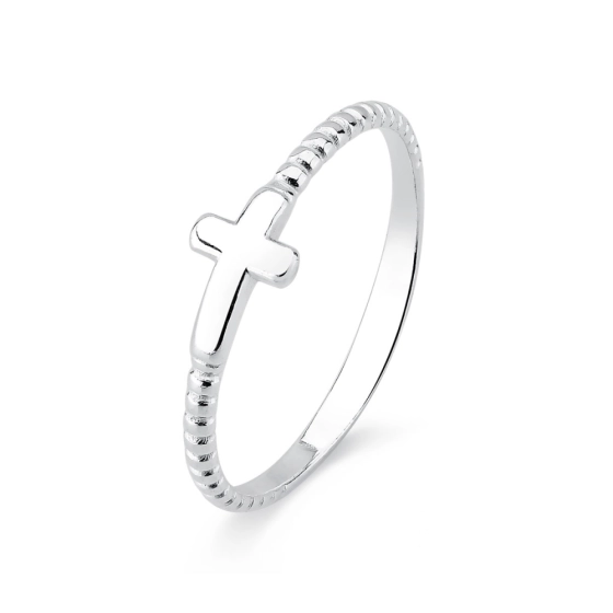 Produto - Anel de Prata 925 Cruz Lisa e com Detalhes