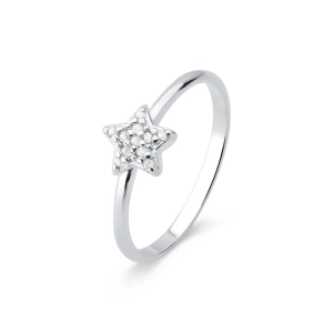 Anel de Prata 925 Estrela com Zircônias Produto - Anel de Prata 925 Estrela com Zircônias