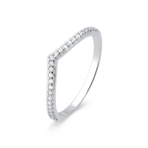 Anel de Prata 925 Formato V com Zircônias Cravejadas Produto - Anel de Prata 925 Formato V com Zircônias Cravejadas