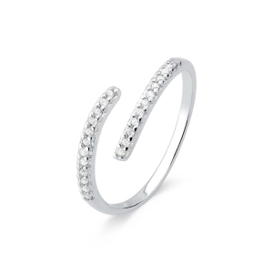 Anel de Prata 925 Regulável e com Zircônias Produto - Anel de Prata 925 Regulável e com Zircônias