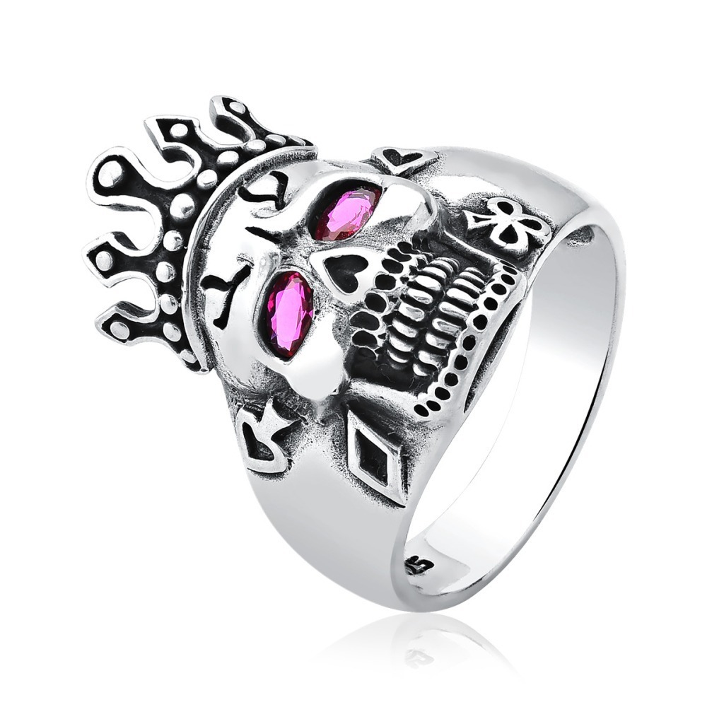 Anel Masculino de Prata 925 Caveira com Coroa Produto - Anel Masculino de Prata 925 Caveira com Coroa