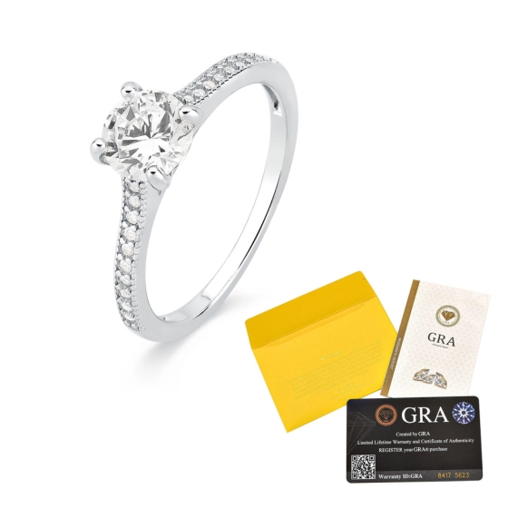 Produto - Anel Solitário de Prata 925 Moissanite com 6mm e Certificado GRA