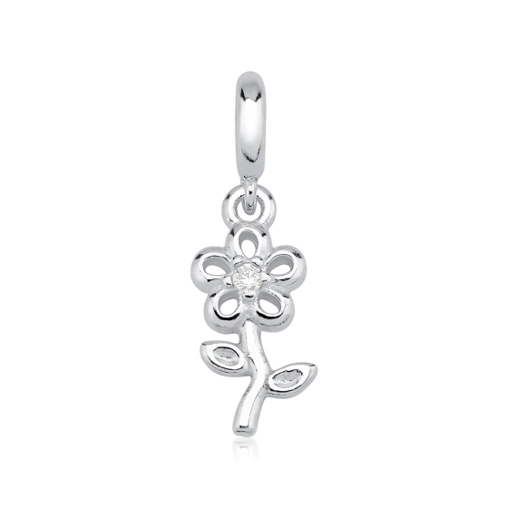 Berloque de Prata 925 Flor com Zircônia Produto - Berloque de Prata 925 Flor com Zircônia