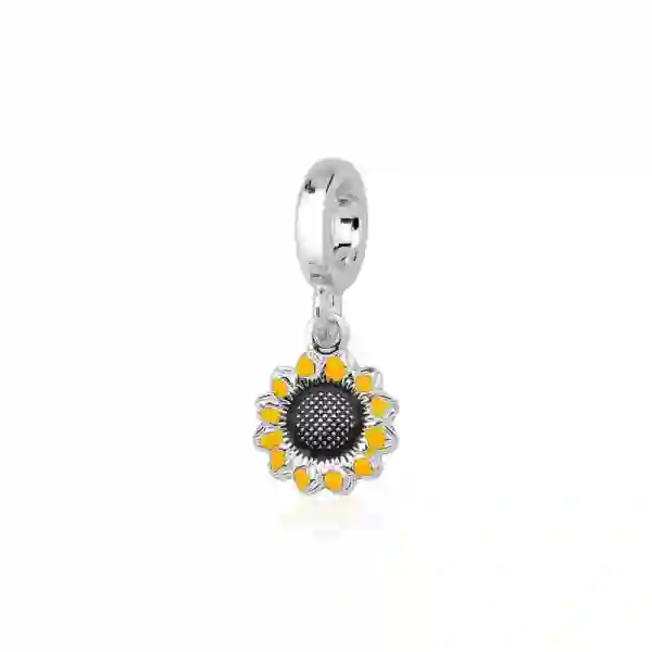 Berloque de Prata 925 Girassol com Resina Produto - Berloque de Prata 925 Girassol com Resina