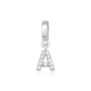 Produto - Berloque de Prata 925 Letra com Zircônias