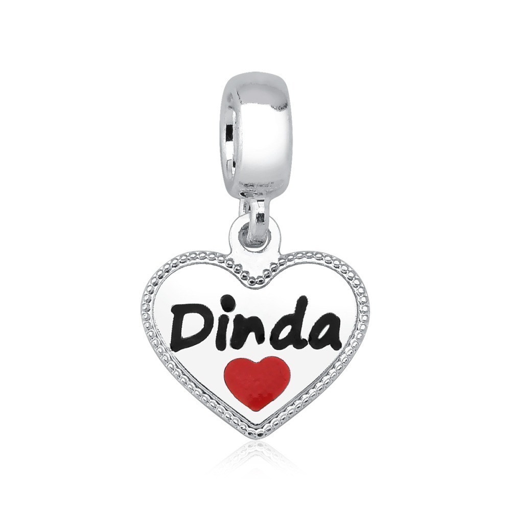 Berloque para Pulseira de Prata 925 Coração Dinda Produto - Berloque para Pulseira de Prata 925 Coração Dinda
