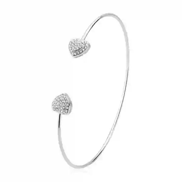 Produto - Bracelete de Prata 925 Corações com Zircônias