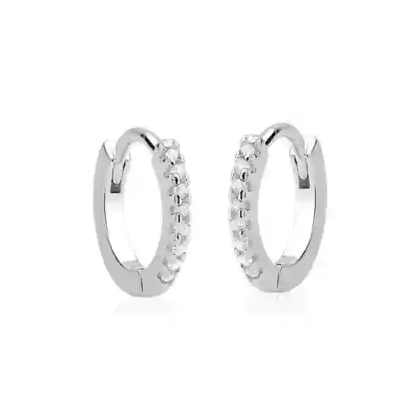 Produto - Brinco argola click cravejada 10mm - Prata 925