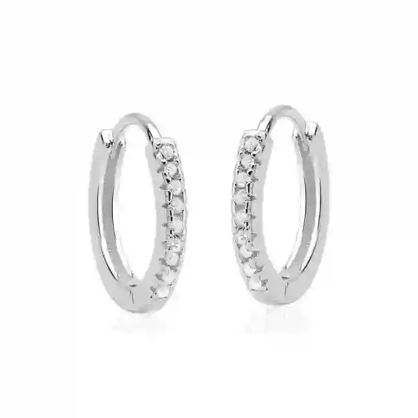 Produto - Brinco argola click cravejada 12mm - Prata 925