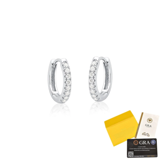 Produto - Brinco Argola com Moissanite de Prata 925 Cravejada 0,1ct e certificado GRA