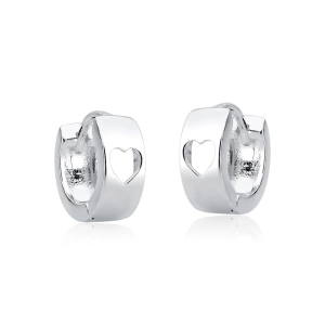 Produto - Brinco Argola de Prata 925 Click com Coração Vazado