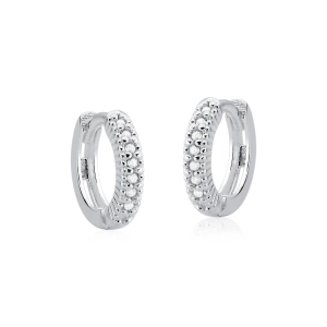 Produto - Brinco Argola de Prata 925 Click com Zircônias Cravejadas
