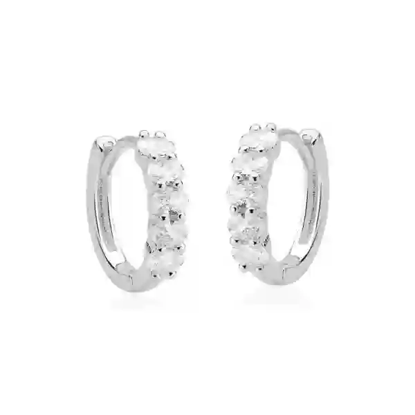 Produto - Brinco Argola de Prata 925 Click com Zircônias
