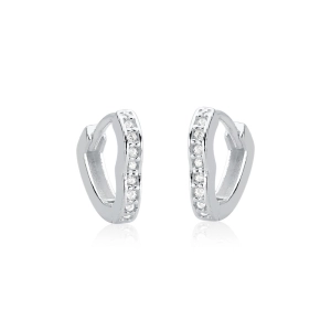 Produto - Brinco Argola de Prata 925 Click Coração com Zircônias