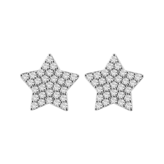 Produto - Brinco Estrela em Ouro Branco 18K com 62 Diamantes Naturais 0,496 ct | Aqua Joias