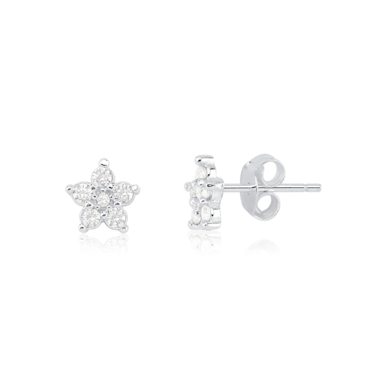 Produto - Brinco de Prata 925 Florzinha com Zircônias