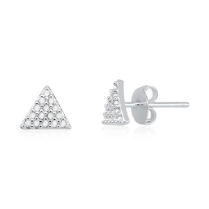 Produto - Brinco de Prata 925 Triângulo com Zircônias 