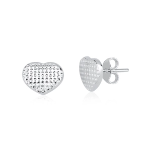 Produto - Brinco Feminino de Prata 925 Coração com Bolinhas 
