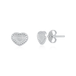 Produto - Brinco Feminino de Prata 925 Coração Detalhado